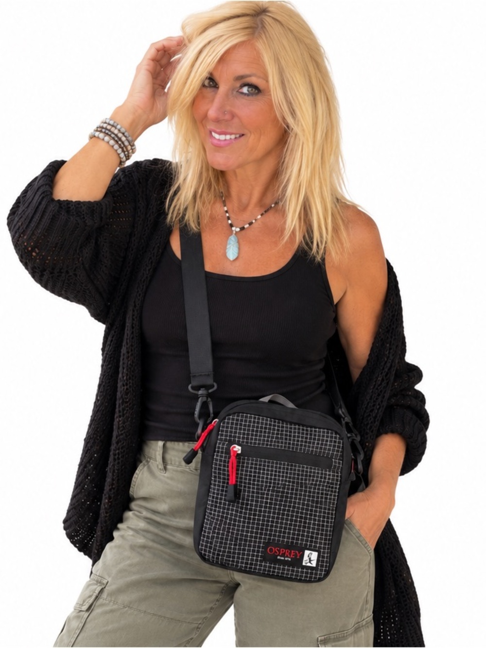 Osprey Heritage Musette 2 Black White Grid Crossbody Sling Bag discontinued